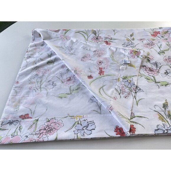 Vintage 1970s top sheet, pastel floral flat bedsheet, pink flowers, twin size - Picture 6 of 7